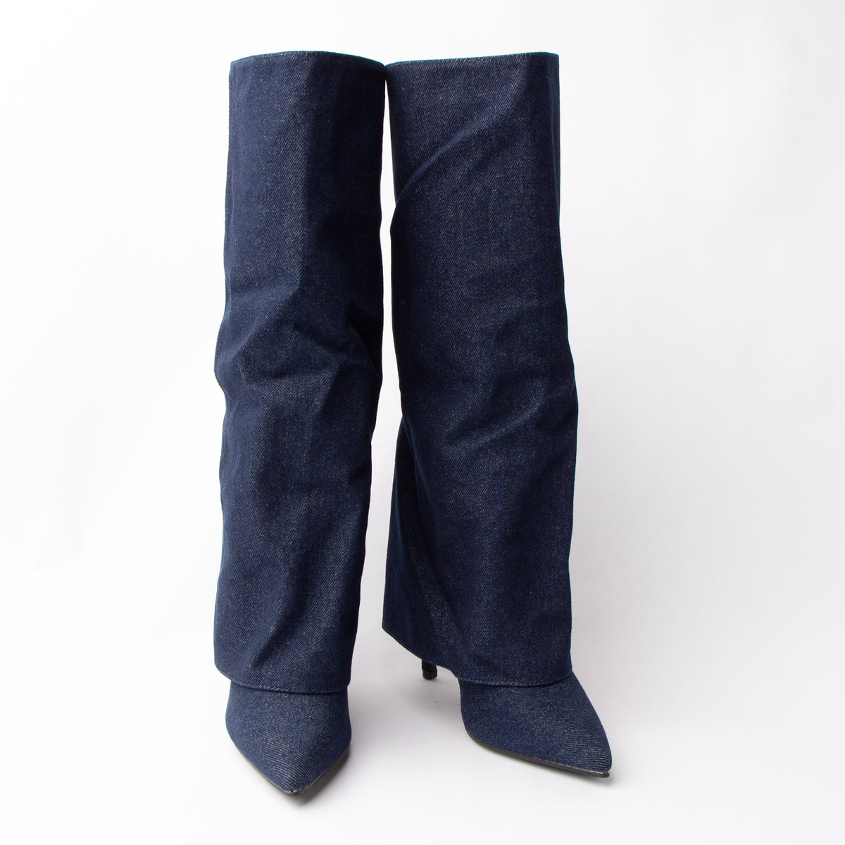 Denim Daze - Navy Fold Over Knee High Boots - view 4