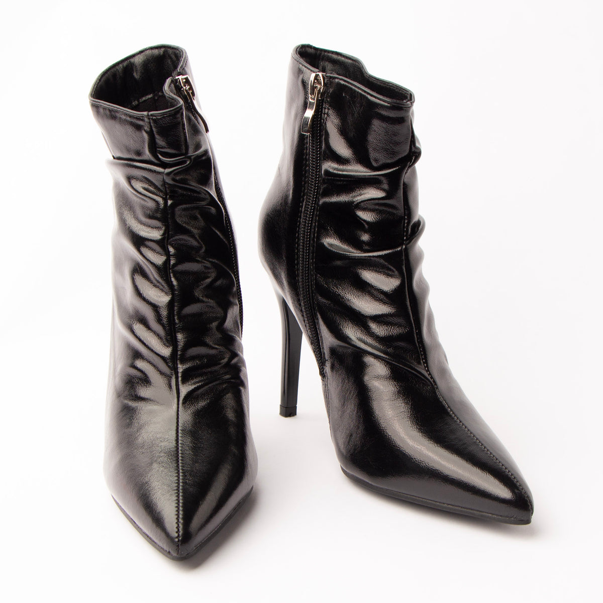 Scrunch Hour - Black Ruched Ankle Boots - view 4