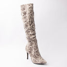 Cobra Reign - Off White Snakeskin Knee High Boots - view 2