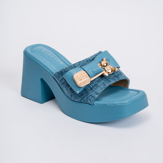 Awesome Bowsome - Blue Everyday Block Heels