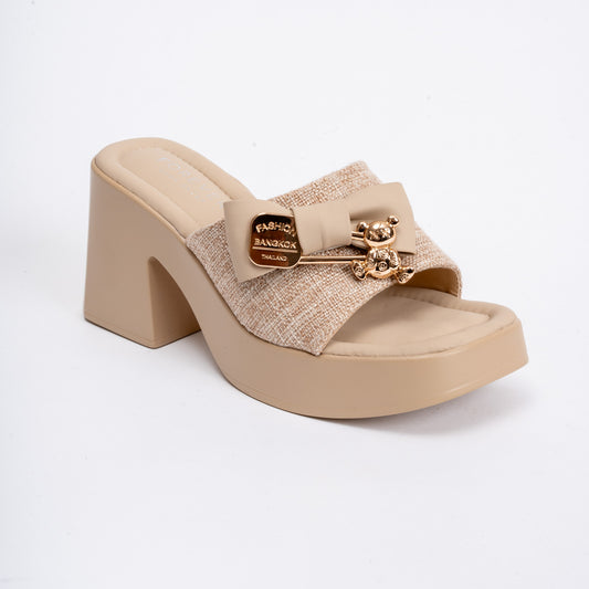 Awesome Bowsome - Beige Everyday Block Heels
