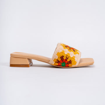 Bohemian Bliss - Beige Crochet Slide-on