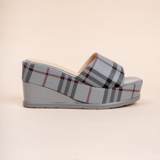 Flannel Fantasy - Grey Casual Wedges