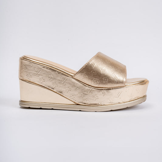 Shimmering Star - Gold Partywear Wedges