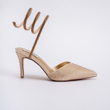 No Strings Attached - Gold Rhinestone Pencil Heels