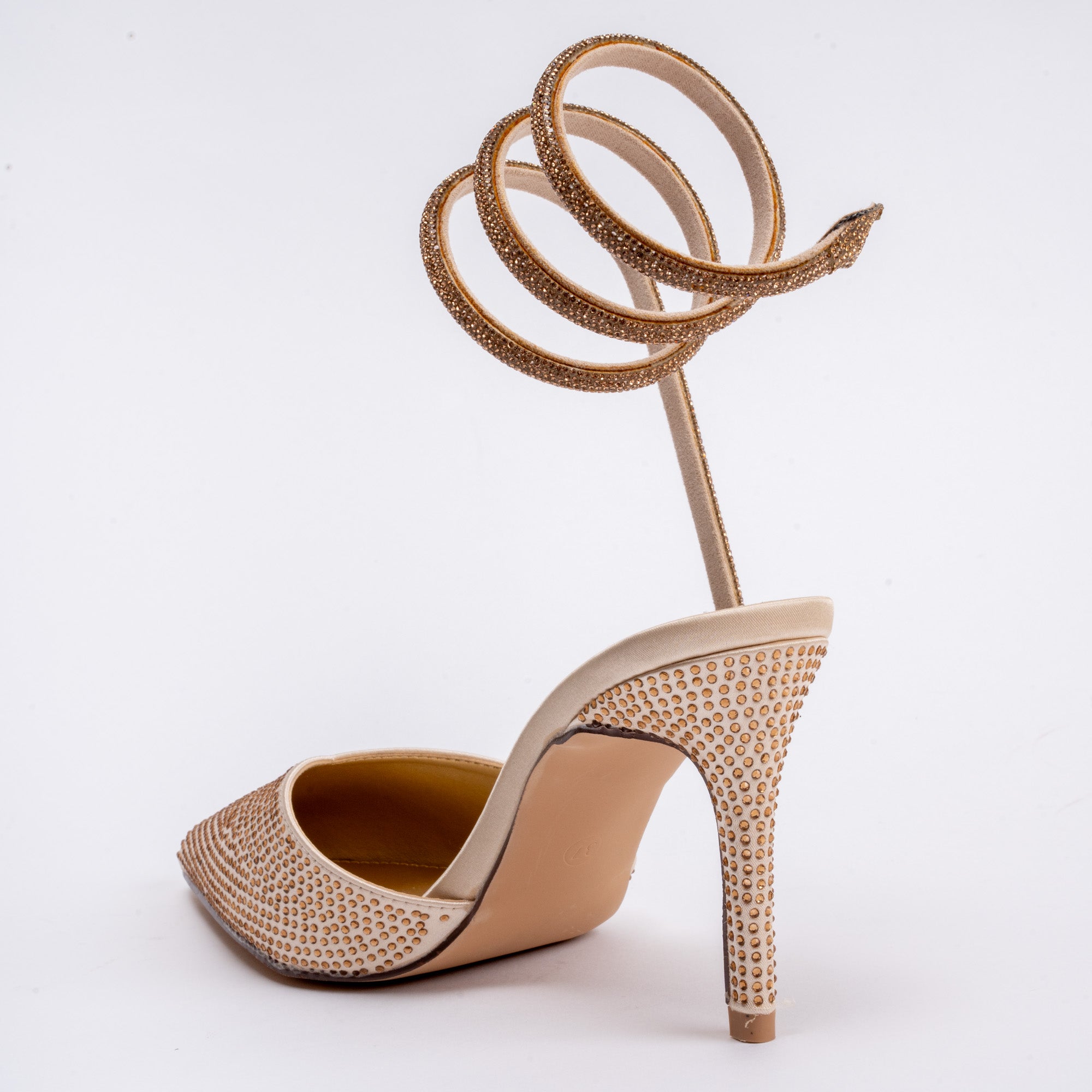 No Strings Attached - Gold Rhinestone Pencil Heels - view 5