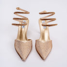 No Strings Attached - Gold Rhinestone Pencil Heels - view 6