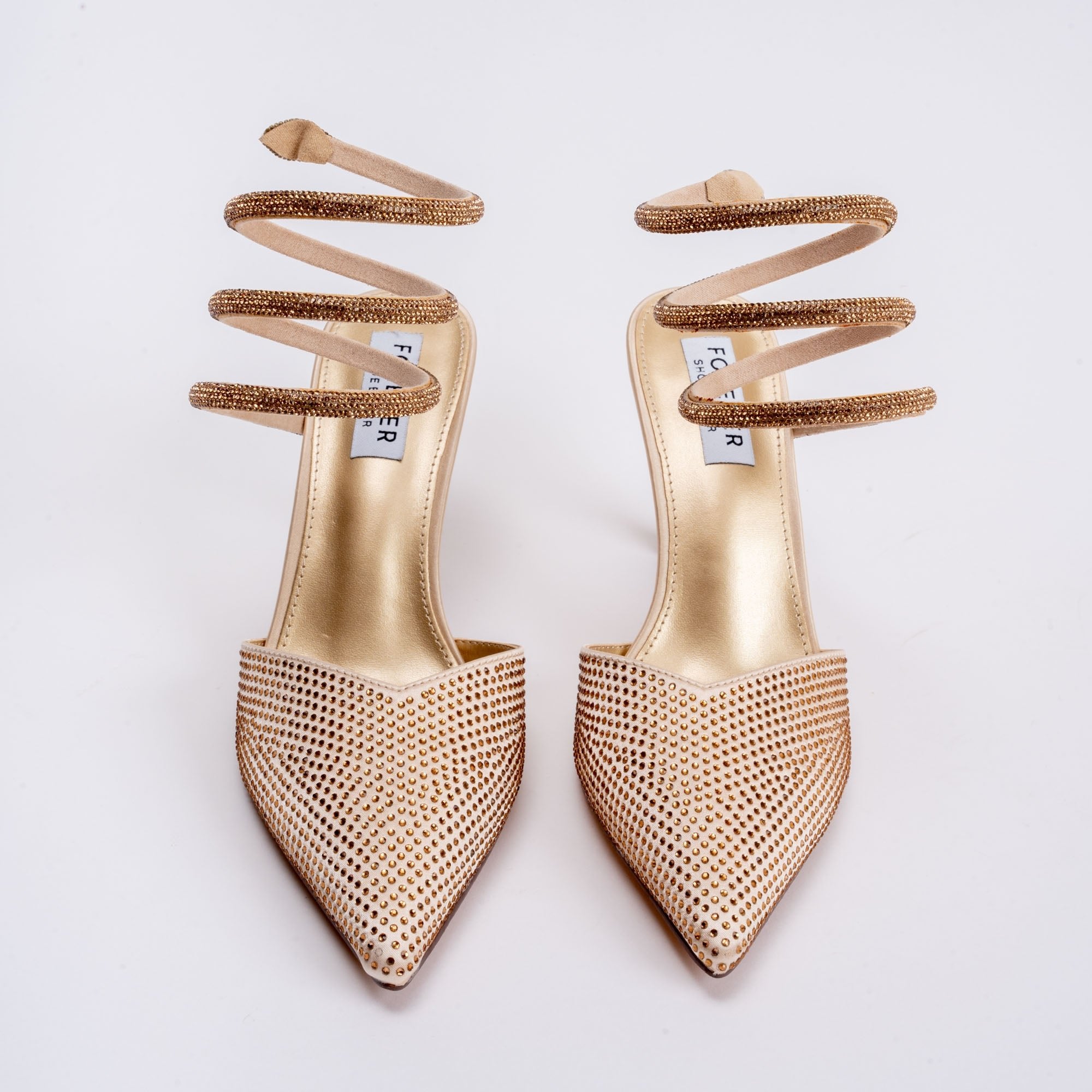 No Strings Attached - Gold Rhinestone Pencil Heels - view 6