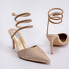 No Strings Attached - Gold Rhinestone Pencil Heels