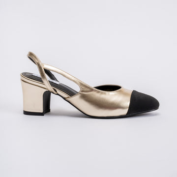 Cosmic Charisma- Black & Gold Partywear Block Heels