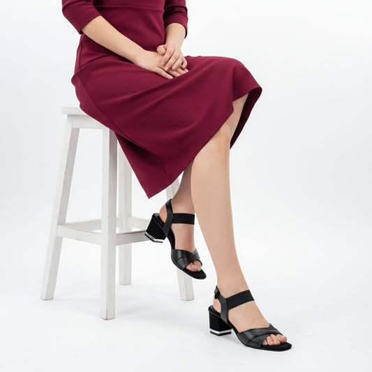 Ivory Luxe - Black Block Sandals