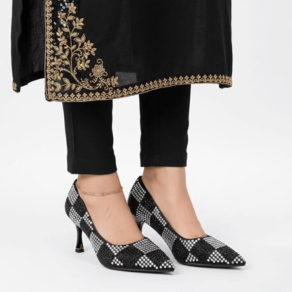 Pixie Step black heels for women — Forever Shoe Bazar
