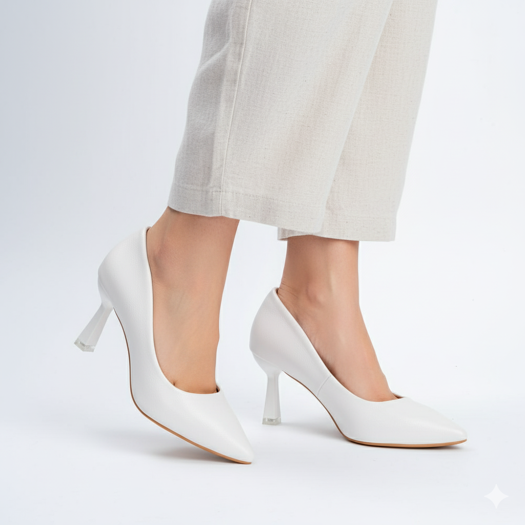The Sculpted - White Casual Heel