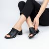 Stud Story - Black Block Heel Mules