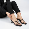 Strappy - Black Kitten Heel