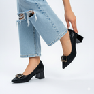 The Gianna Modern - Black Block Heel Pumps