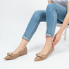 The Bella Bow - Khaki Flat Ballerinas