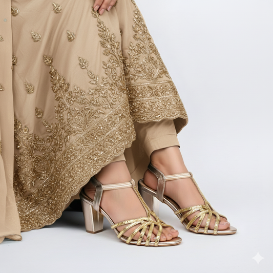 Hold My Beer - Gold Partywear Heels