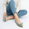 The Bella Bow - Green Flat Ballerinas
